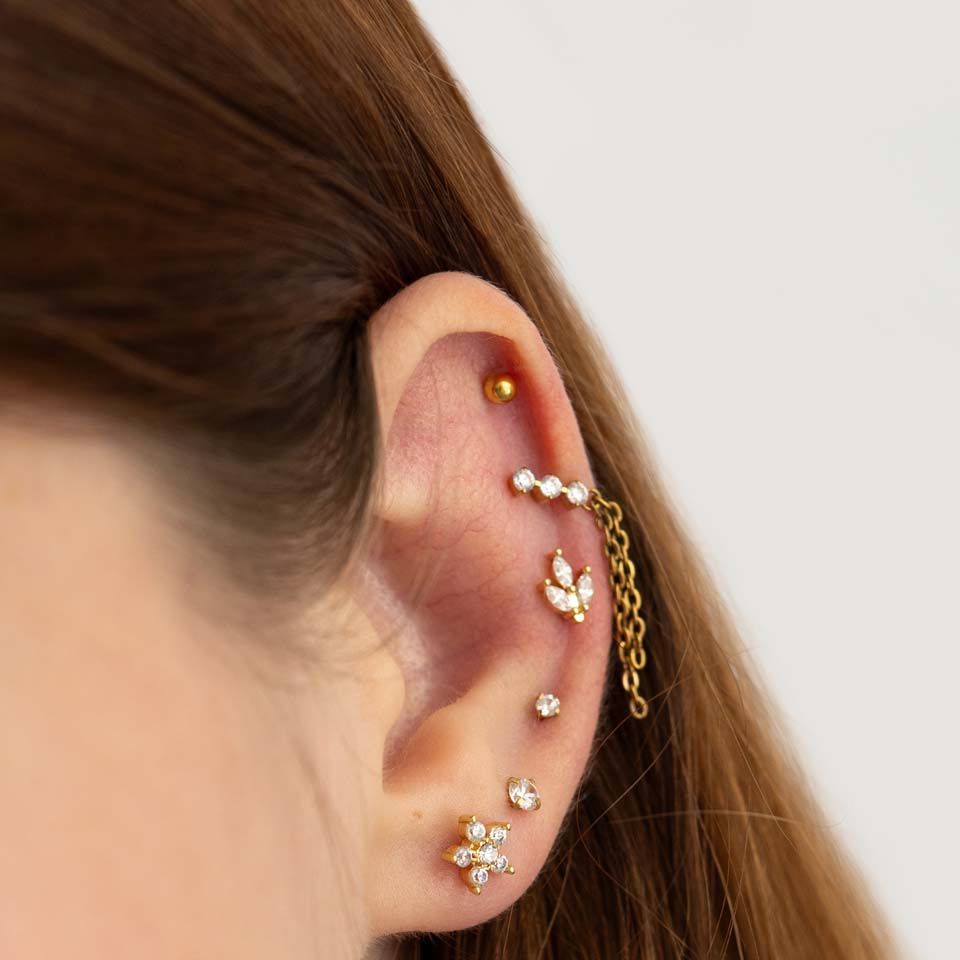 Labret in titanio con disco posteriore a cuore