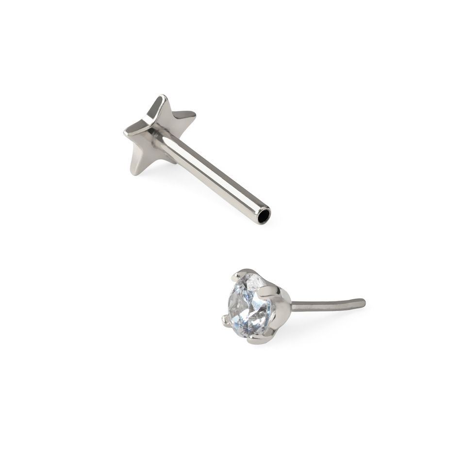 Labret push-in in titanio con pietra e disco posteriore a stella