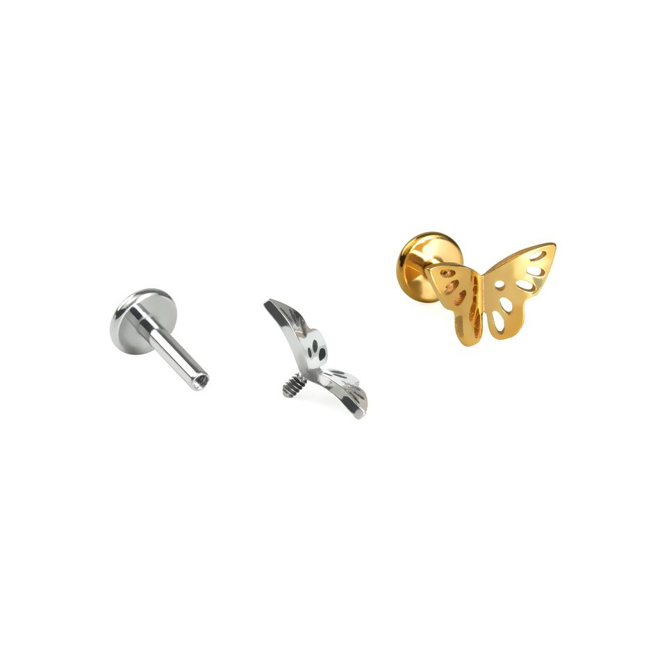 Labret in titanio con farfalla