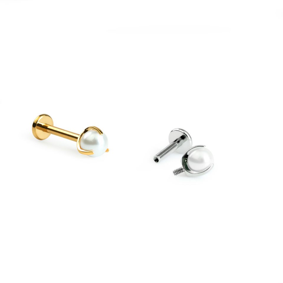 Labret in titanio con perla