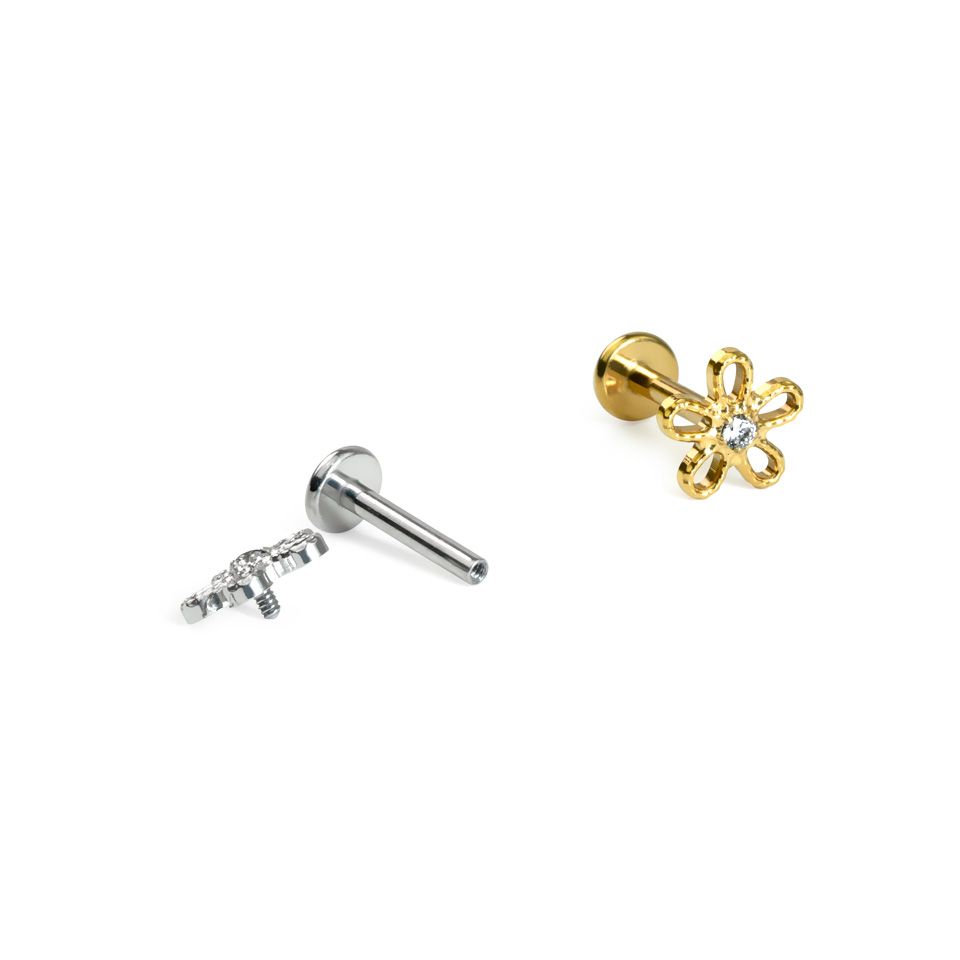Labret in titanio con fiore
