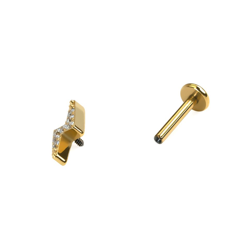 Labret in titanio con fulmine e pietre