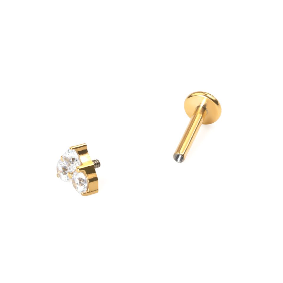Labret in titanio a forma di cuore con pietre