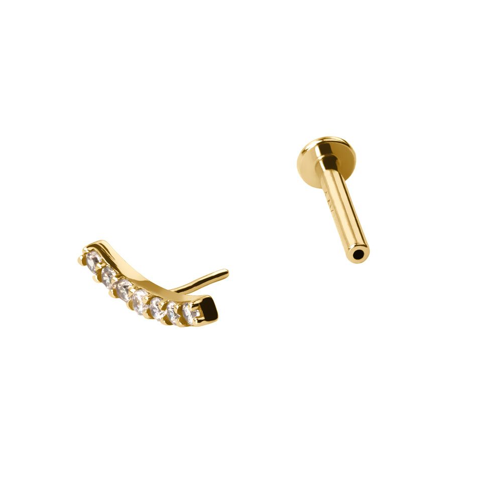 Labret push-in in oro 14k con pietre incastonate ad arco