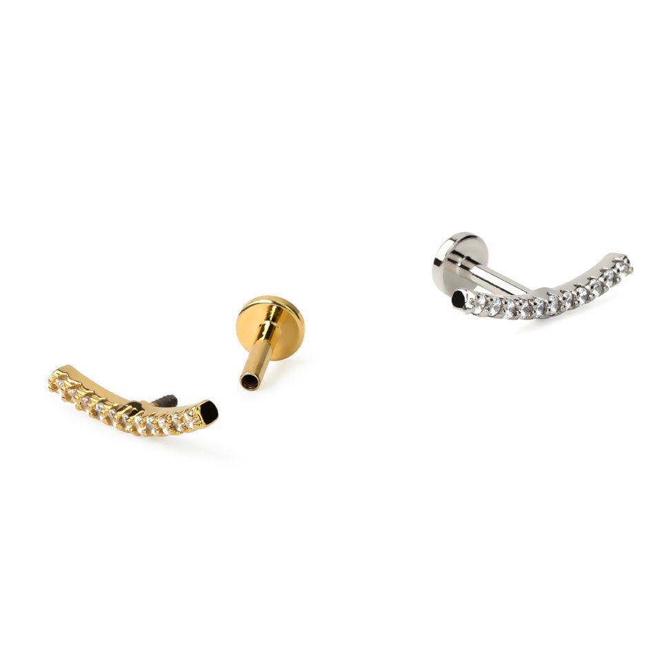 Labret con filettatura interna e arco tempestato di pietre