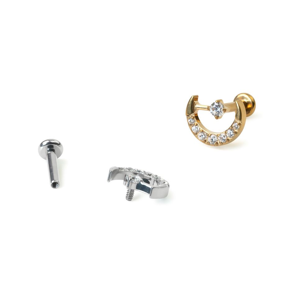 Labret in titanio con luna e stella