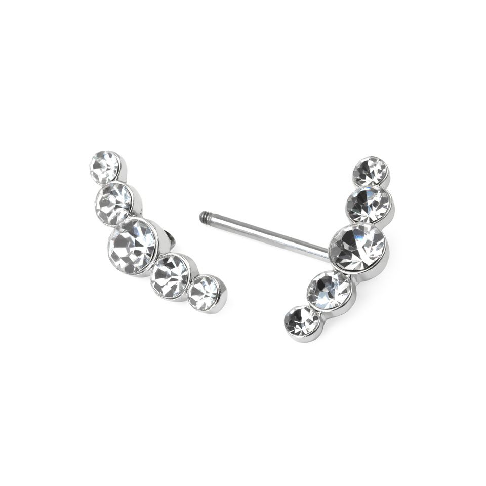 Piercing al capezzolo con due archi di pietre
