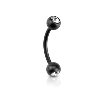 Piercing curvo con pietre incastonate in nero opaco