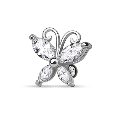 Piercing all'orecchio con farfalla