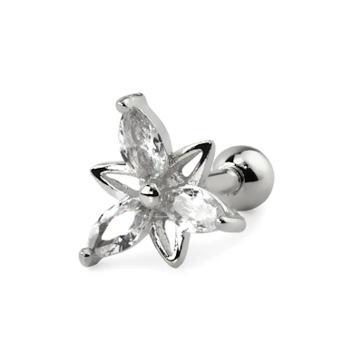 Piercing all'orecchio con doppio triangolo di fiori