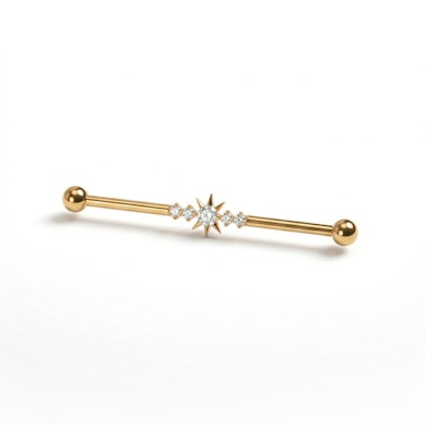 Barra industrial in titanio con stella centrale e pietre