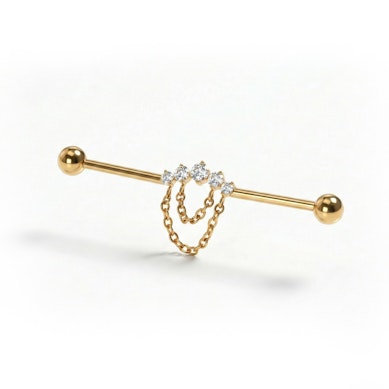 Barra industrial in titanio con pietre e catene