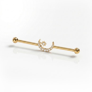 Barra industrial in titanio con luna e stella centrali