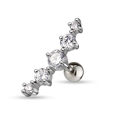 Gioiello per piercing helix con fila di gemme