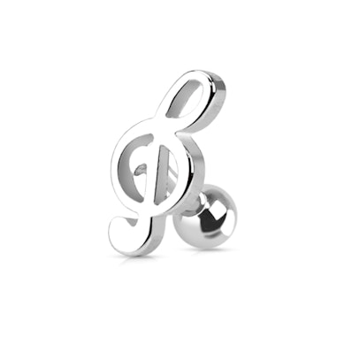 Piercing al trago con chiave di violino