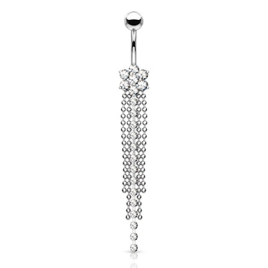 Piercing all'ombelico con fiore e catene pendenti
