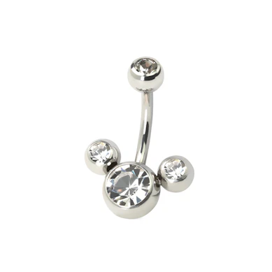Piercing all'ombelico con quattro pietre in vari colori
