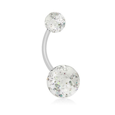 Piercing all'ombelico in acrilico con sfere glitterate