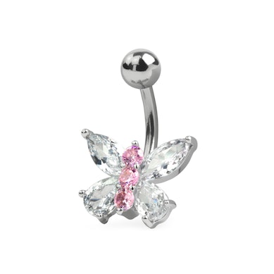 Piercing all'ombelico con farfalla di cristallo