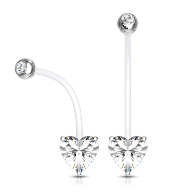 Piercing all'ombelico in PTFE con pietra a forma di cuore