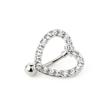 Piercing all'ombelico con cuore dal bordo di pietre
