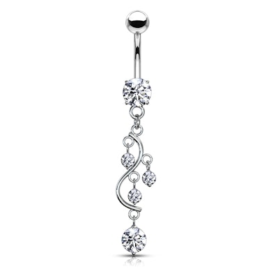 Piercing per ombelico con pendente a forma di S