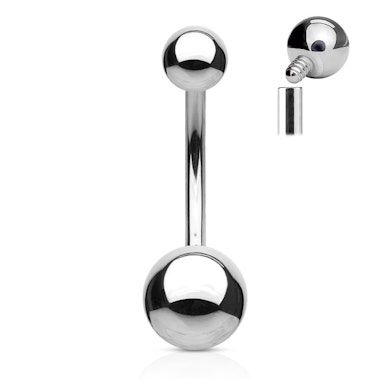 Barra per ombelico in acciaio chirurgico con filettatura interna