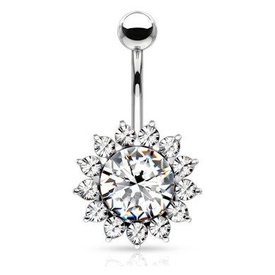 Piercing all'ombelico con girasole