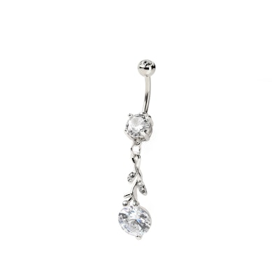 Piercing all'ombelico con pendente e pietre ramificate