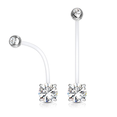 Piercing all'ombelico per gravidanza con due pietre