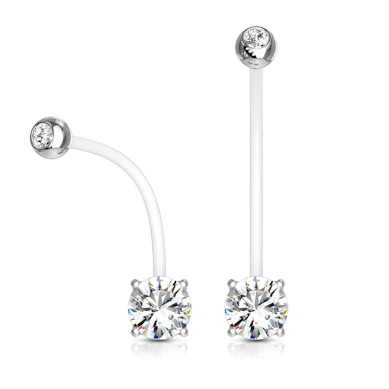 Piercing all'ombelico per gravidanza con due pietre