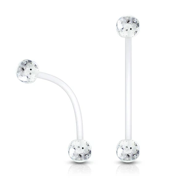 Piercing all'ombelico con sfere glitterate per gravidanza