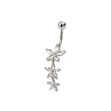 Piercing all'ombelico con pendente con tre fiori