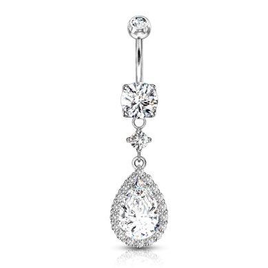 Piercing all'ombelico con pendente in pietra a forma di goccia