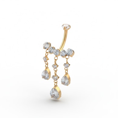 Barra per ombelico in titanio con pietre pendenti