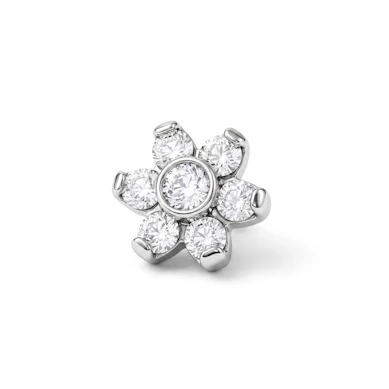 Dermal anchor con fiore incastonato di pietre