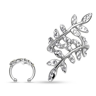 Earcuff con foglie ricoperte di pietre