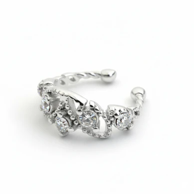 Earcuff con gemme brillanti e perline-grigio brillante