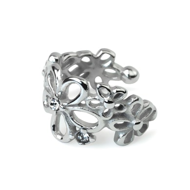 Earcuff in acciaio churgico con motivo a fiori