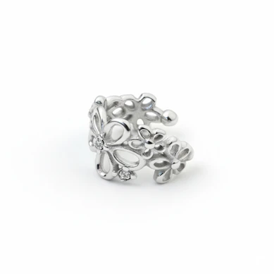 Earcuff in acciaio churgico con motivo a fiori