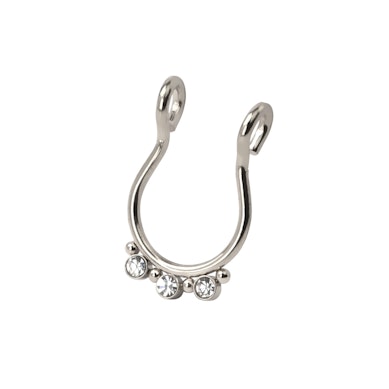 Cerchio per septum fake con tre pietre e perline