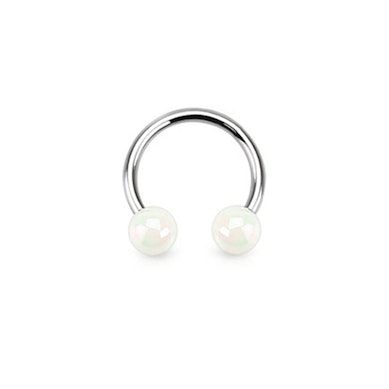 Piercing circolare con sfere in acrilico effetto metallico