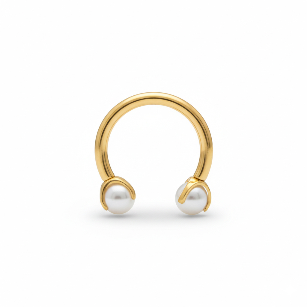 Ferro di cavallo in titanio con perle