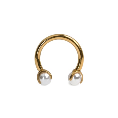 Ferro di cavallo in titanio con perle