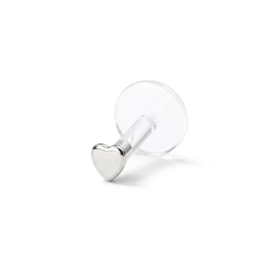 Labret in oro 14K con top a forma di cuore-Oro bianco 14K / PTFE