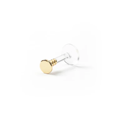 Labret con top rotondo in oro 14 carati