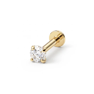 Labret in oro 14K con pietra e filettatura interna