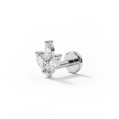 Labret push-in con pietre taglio marquise