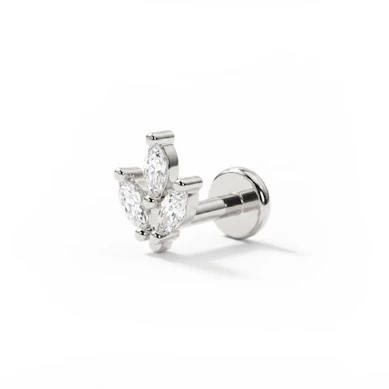 Labret push-in con pietre taglio marquise