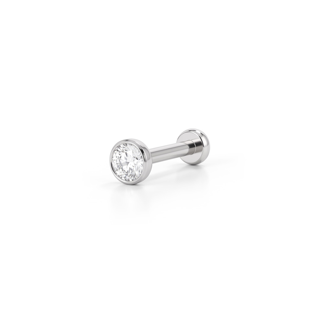 Labret push-in in titanio con pietra incastonata